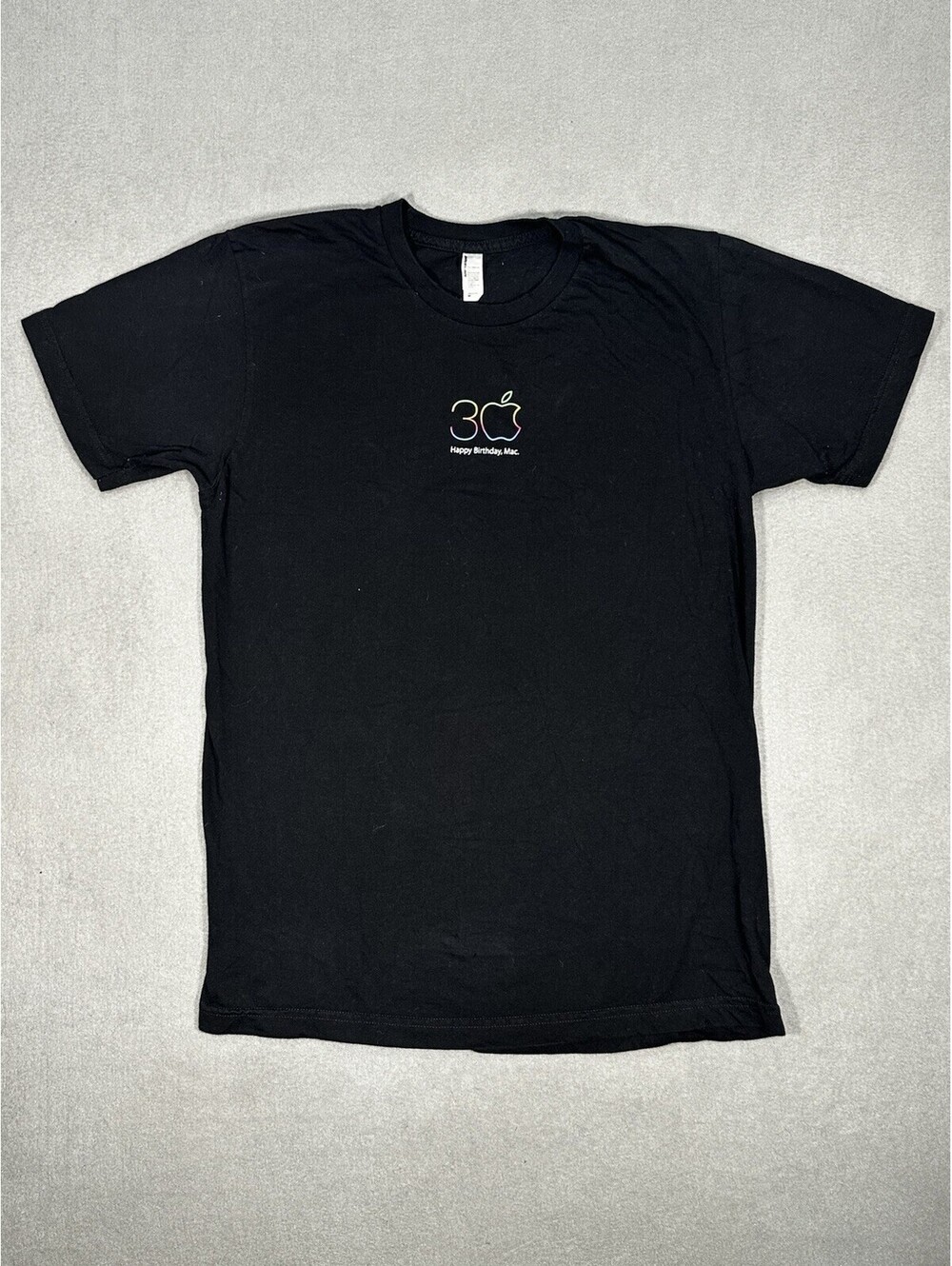 Apple 30 Happy Birthday Men’s M Mac T-Shirt American Apparel Black Made USA